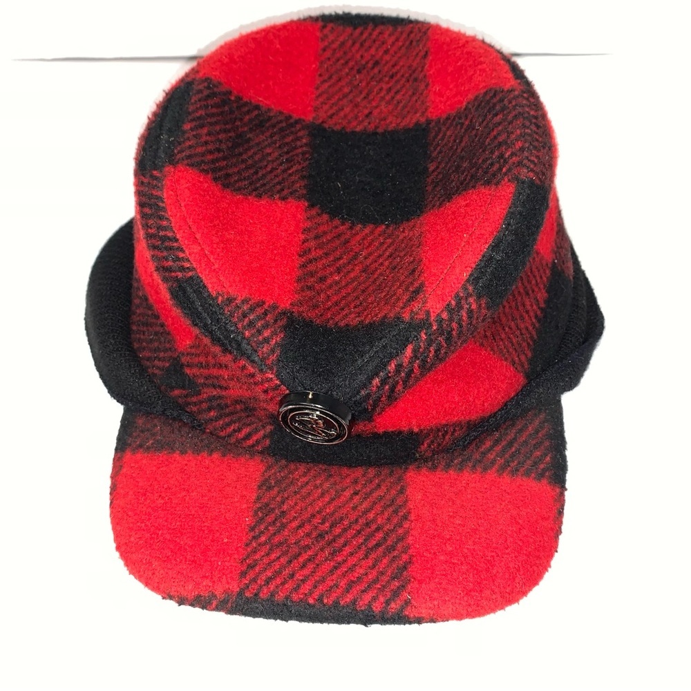 Vintage Red Buffalo Fleece Ski Hat USA Medium - Picture 1 of 5